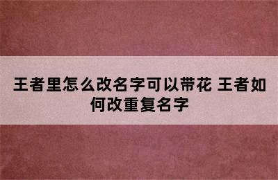 王者里怎么改名字可以带花 王者如何改重复名字